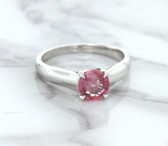 1.27ct Round Pink Sapphire Ring in 14K White Gold