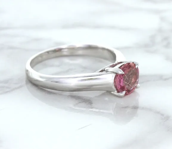 1.27ct Round Pink Sapphire Ring in 14K White Gold