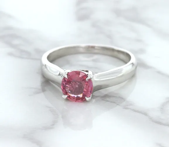 1.27ct Round Pink Sapphire Ring in 14K White Gold