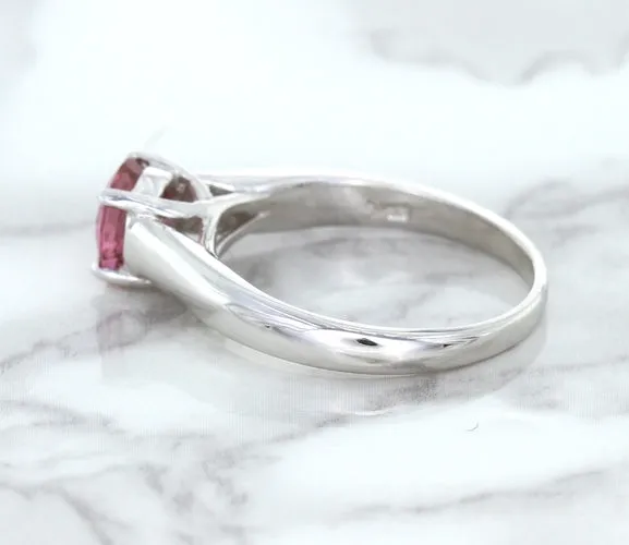 1.27ct Round Pink Sapphire Ring in 14K White Gold