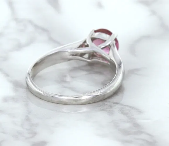 1.27ct Round Pink Sapphire Ring in 14K White Gold