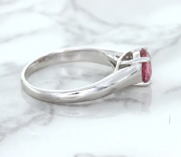 1.27ct Round Pink Sapphire Ring in 14K White Gold