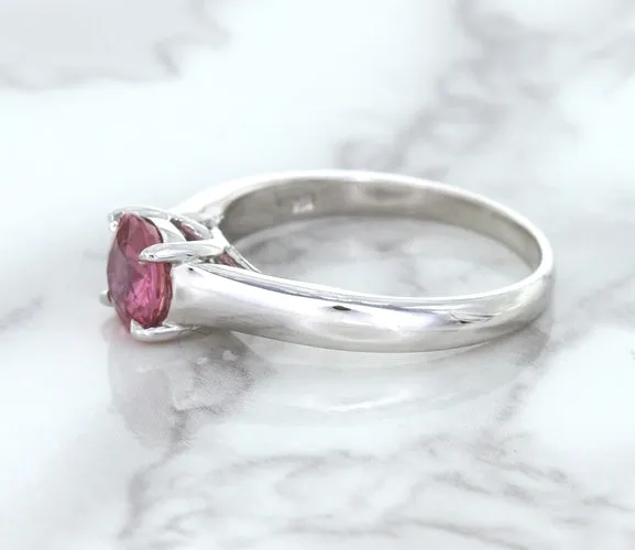 1.27ct Round Pink Sapphire Ring in 14K White Gold