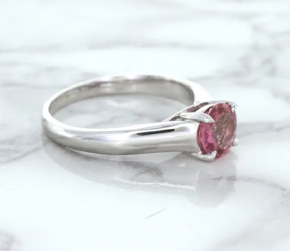 1.27ct Round Pink Sapphire Ring in 14K White Gold