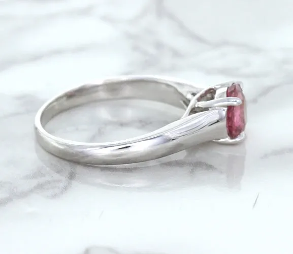 1.27ct Round Pink Sapphire Ring in 14K White Gold