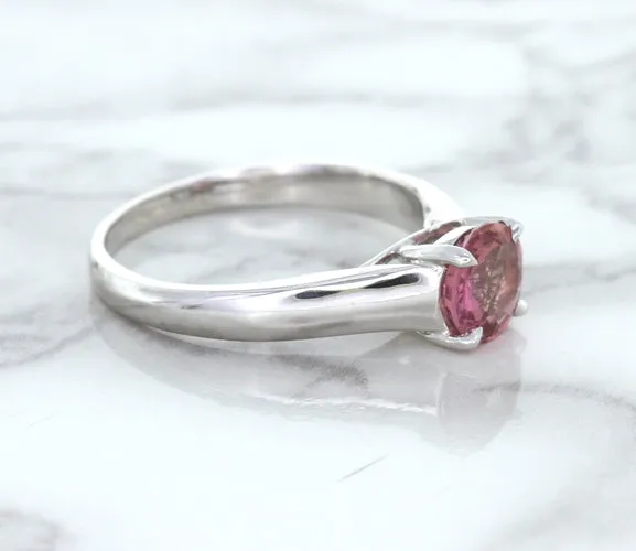 1.27ct Round Pink Sapphire Ring in 14K White Gold