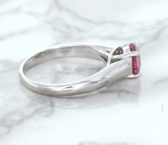 1.27ct Round Pink Sapphire Ring in 14K White Gold