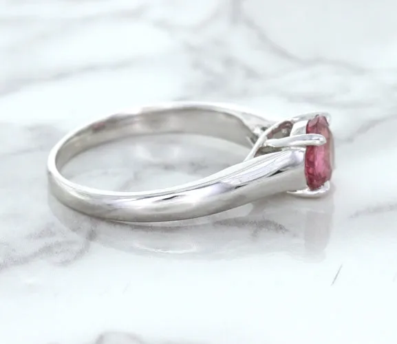 1.27ct Round Pink Sapphire Ring in 14K White Gold