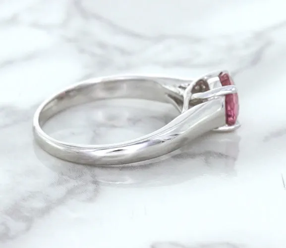 1.27ct Round Pink Sapphire Ring in 14K White Gold