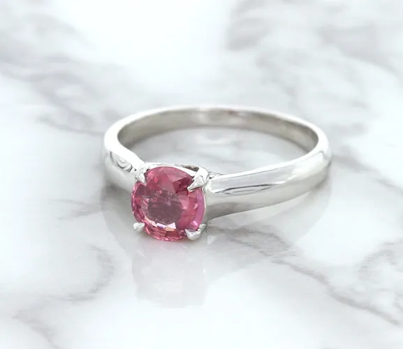 1.27ct Round Pink Sapphire Ring in 14K White Gold
