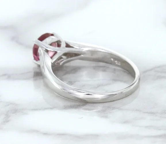 1.27ct Round Pink Sapphire Ring in 14K White Gold