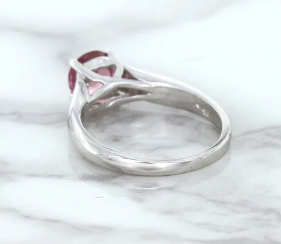 1.27ct Round Pink Sapphire Ring in 14K White Gold