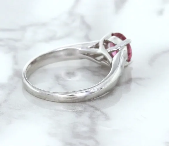1.27ct Round Pink Sapphire Ring in 14K White Gold