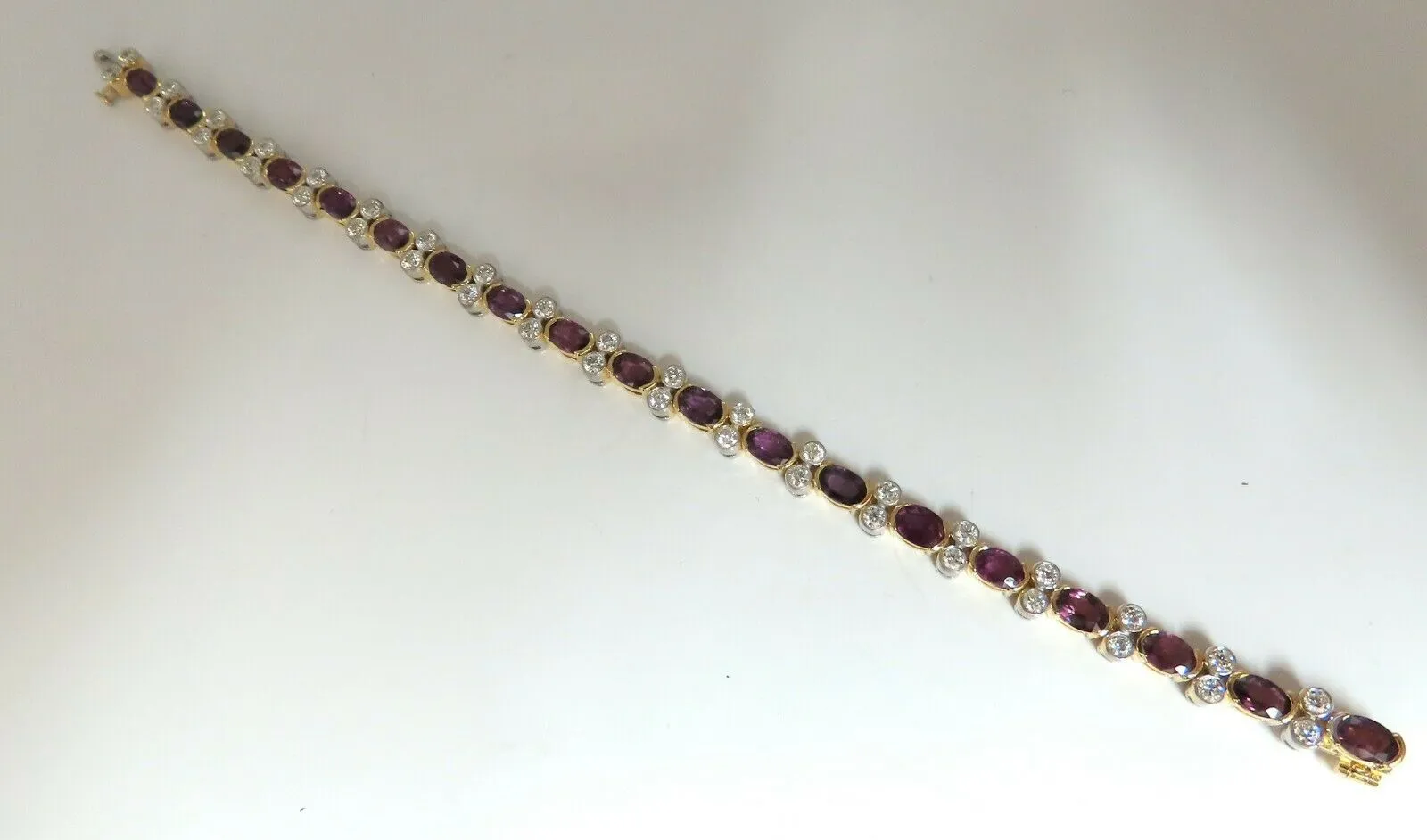 12.90ct Natural Ruby Diamonds Bracelet 14 Karat Two Toned