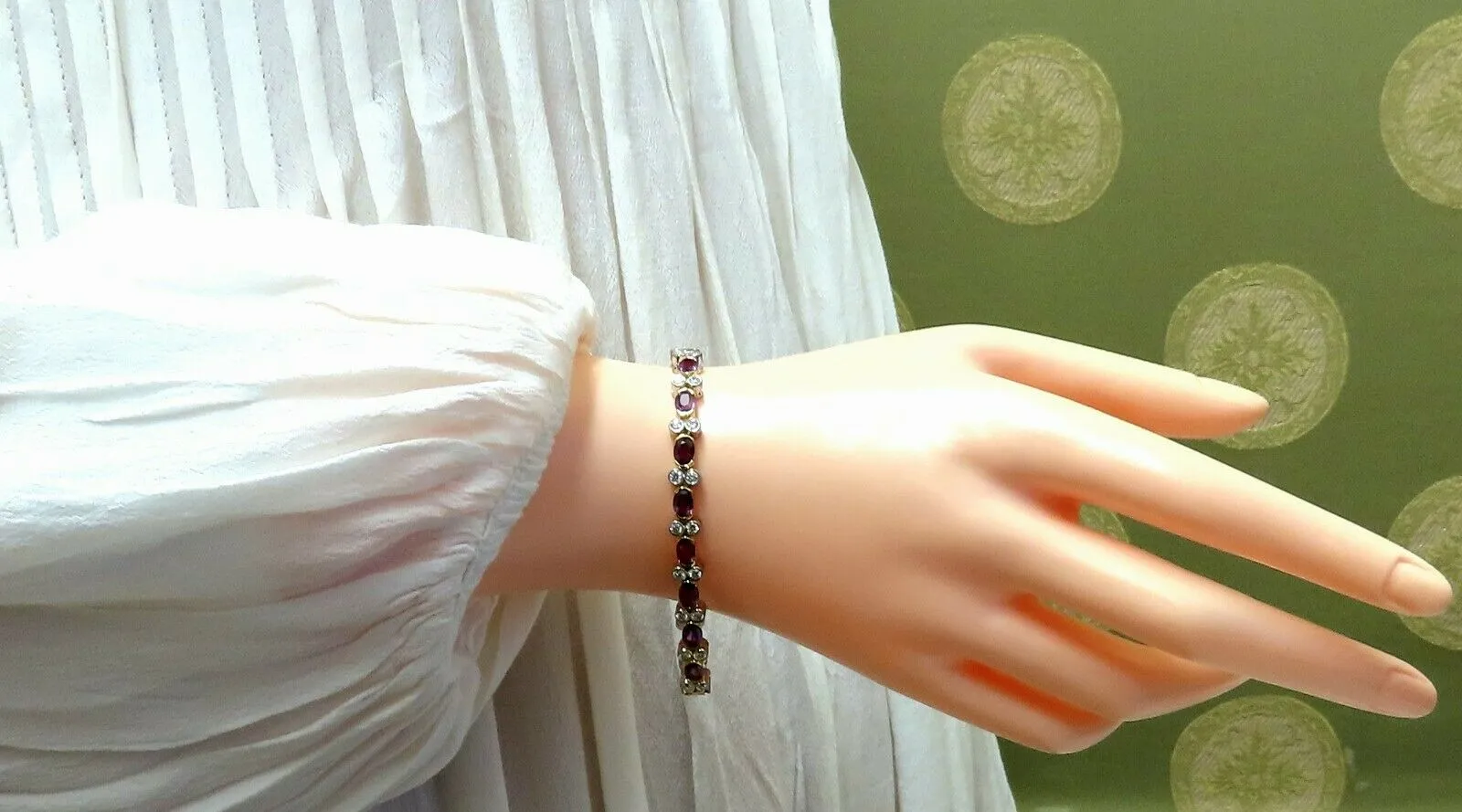 12.90ct Natural Ruby Diamonds Bracelet 14 Karat Two Toned