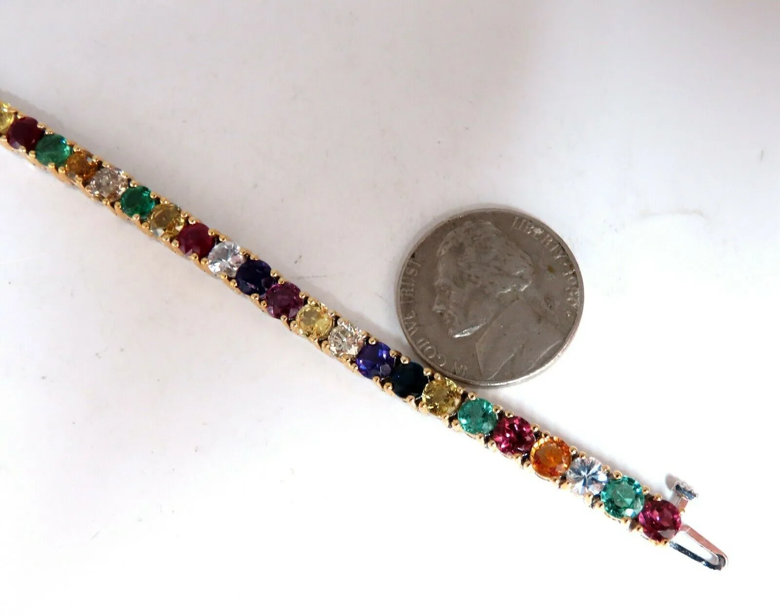 13.45Ct Natural Gem-Line Spinel Emerald Sapphire Ruby Amethyst Diamond Bracelet