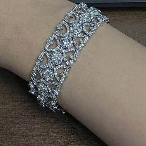 13.55 Carat Natural Diamond Bracelet G SI 14K White Gold