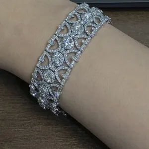 13.55 Carat Natural Diamond Bracelet G SI 14K White Gold