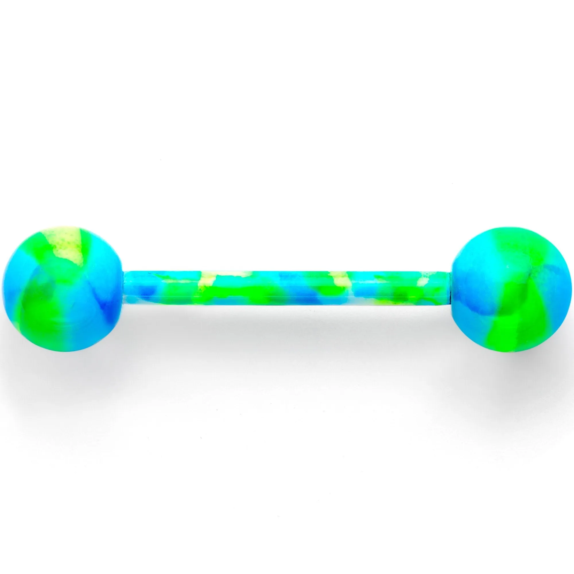 14 Gauge 5/8 Blue Green Camouflage Straight Barbell Tongue Ring