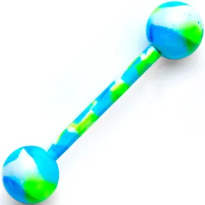 14 Gauge 5/8 Blue Green Camouflage Straight Barbell Tongue Ring