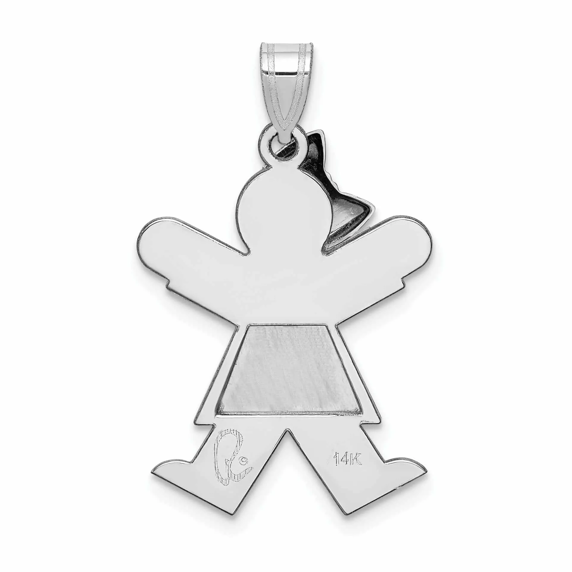 14 White Gold Solid Medium Girl With Bow Joy Charm