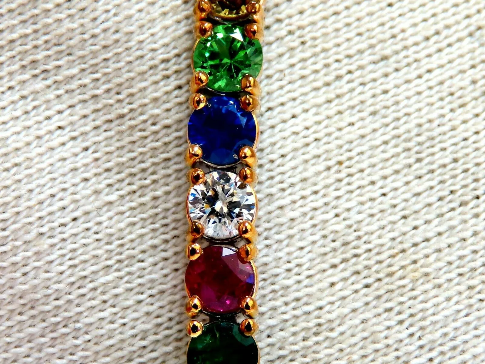 14.43Ct Natural Gem-Line Emerald Sapphire Ruby Bracelet 14Kt