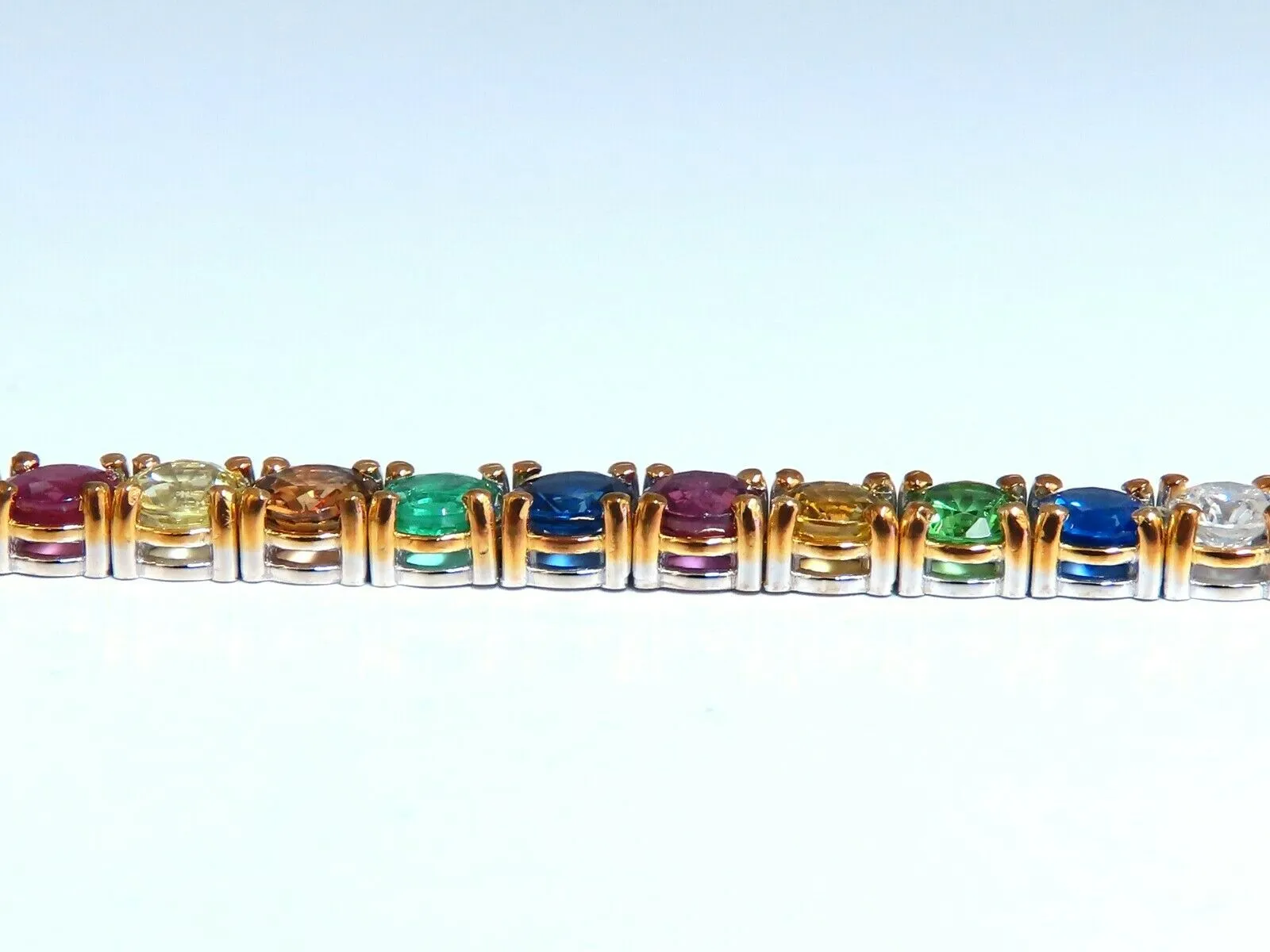 14.43Ct Natural Gem-Line Emerald Sapphire Ruby Bracelet 14Kt