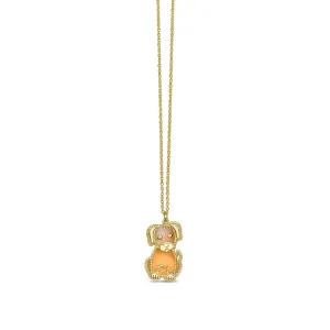 14K & Mother of Pearl Prosecco Puppy Necklace