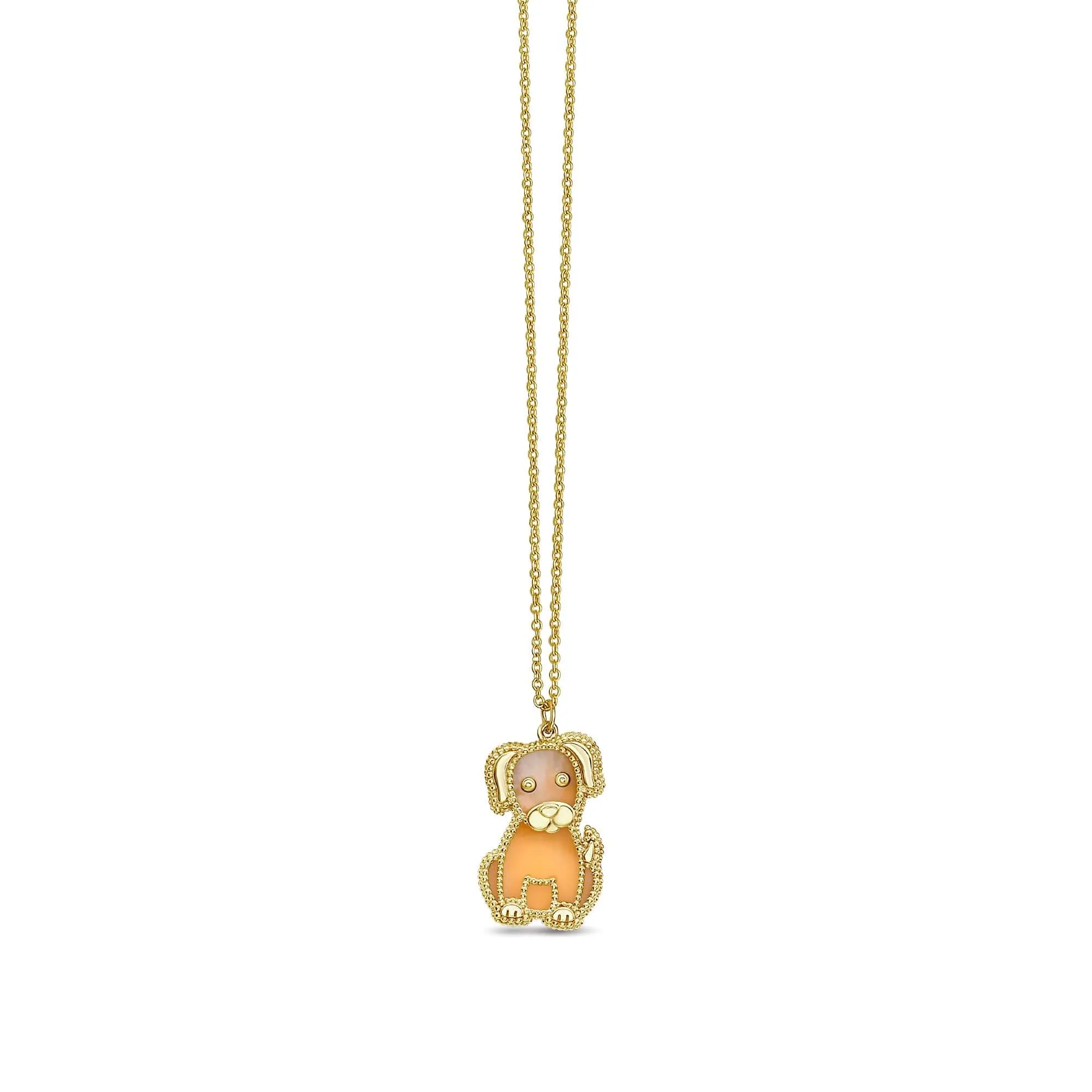 14K & Mother of Pearl Prosecco Puppy Necklace