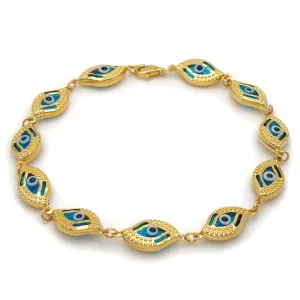 14k Evil Eye Shape Fancy Light Blue Bracelet