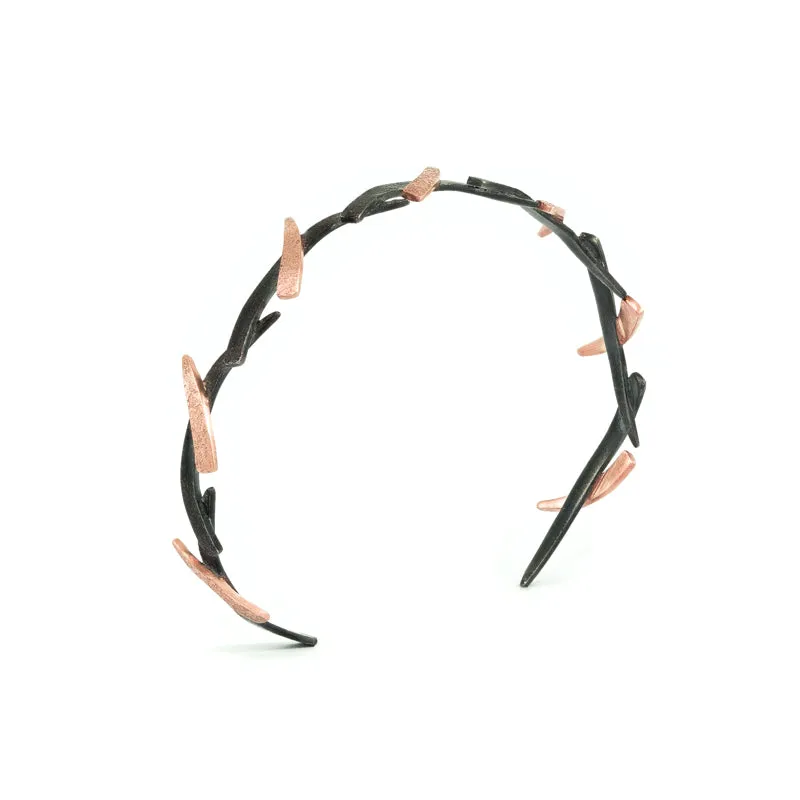 14K Gold and Sterling Silver Narrow Woven Cuff Bracelet