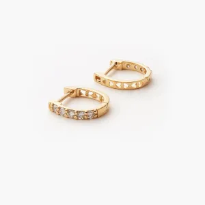 14K Gold Diamond Huggie Hoop Earrings for women