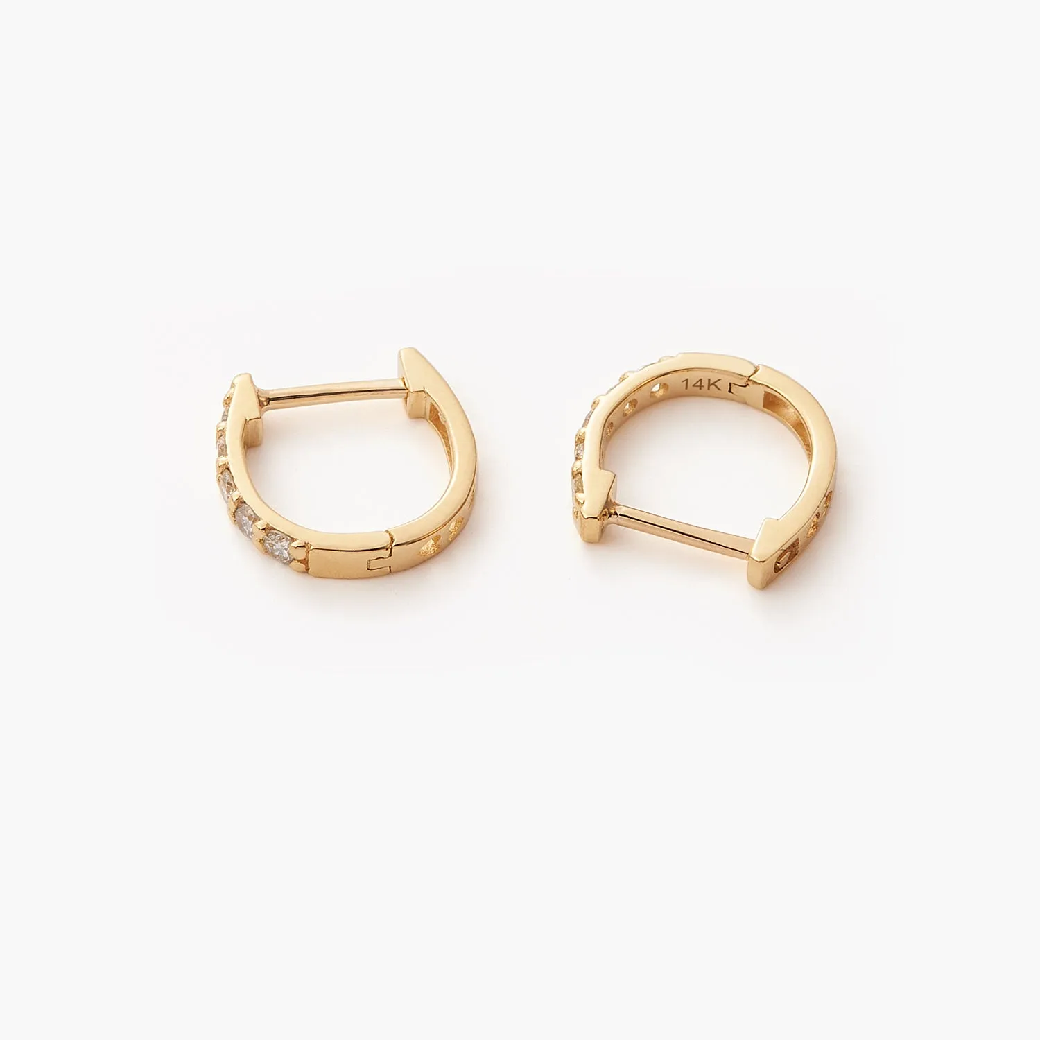 14K Gold Diamond Huggie Hoop Earrings for women
