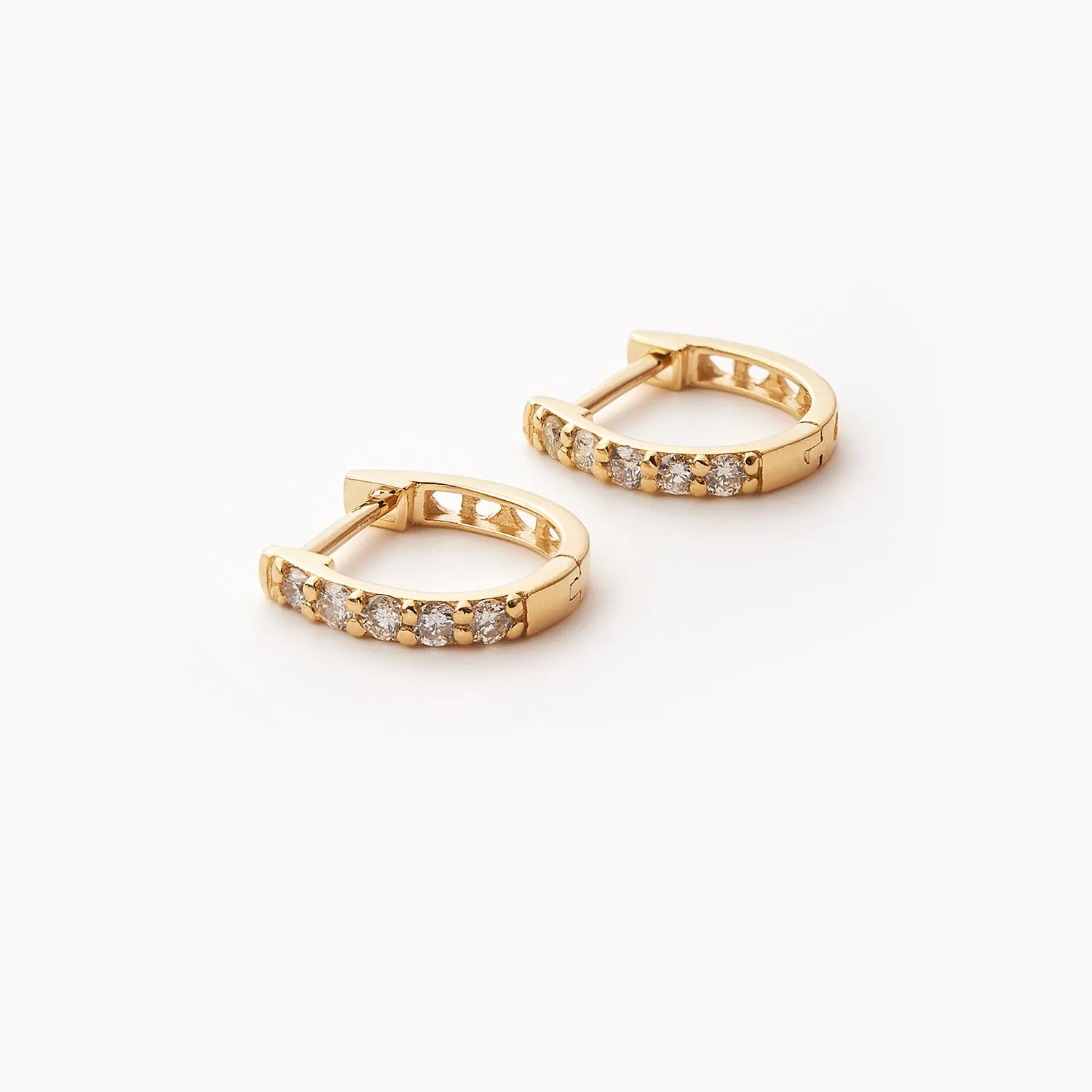 14K Gold Diamond Huggie Hoop Earrings for women