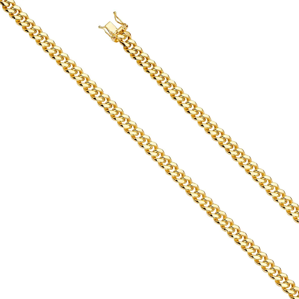 14k Gold Hollow Miami Cuban Chain Necklace 3.7 MM - 12 MM