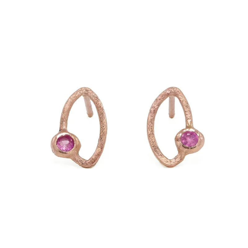 14K Gold Marquise Stud Earrings - Various Gemstones