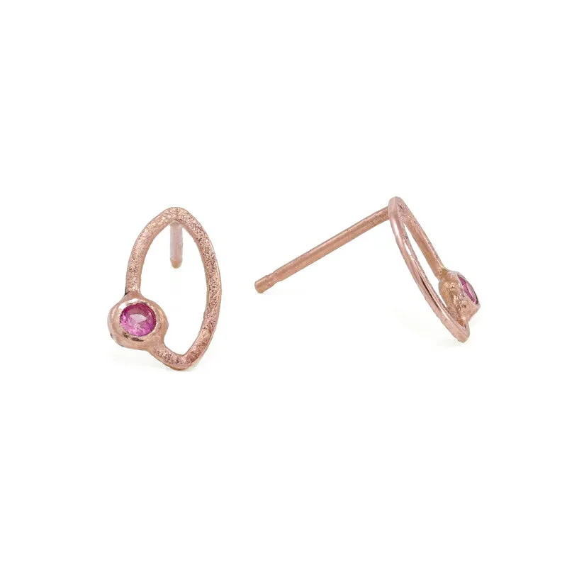 14K Gold Marquise Stud Earrings - Various Gemstones