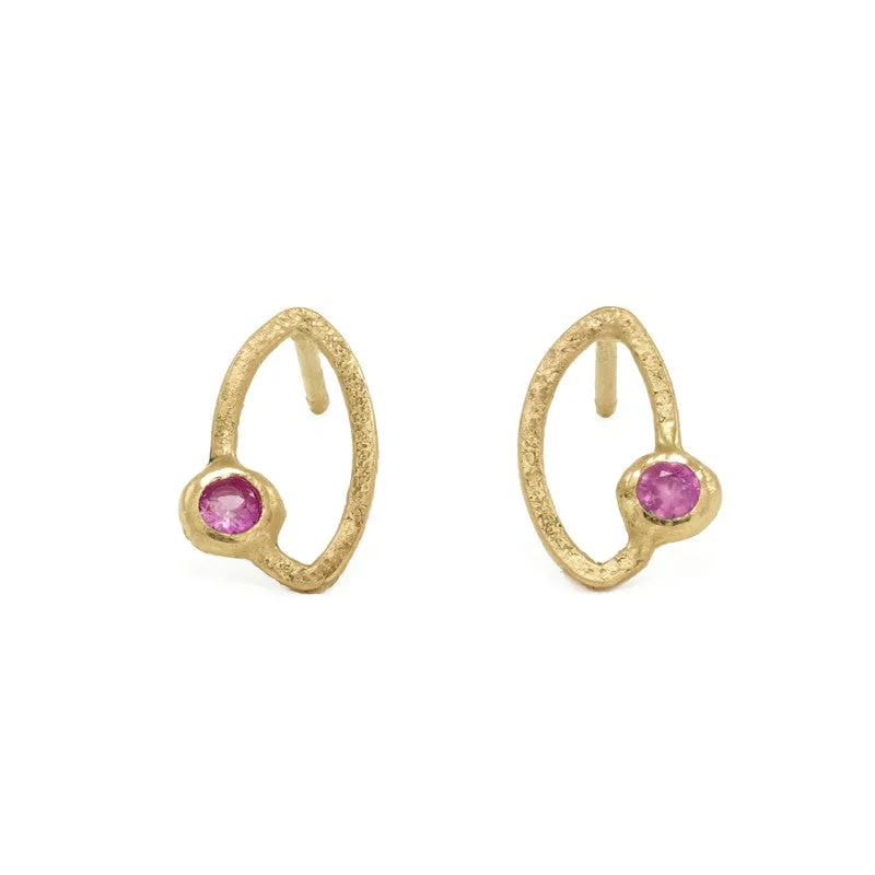 14K Gold Marquise Stud Earrings - Various Gemstones