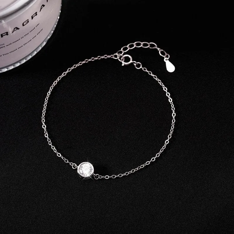 14k Gold Solitaire Moissanite Bezel Bracelet