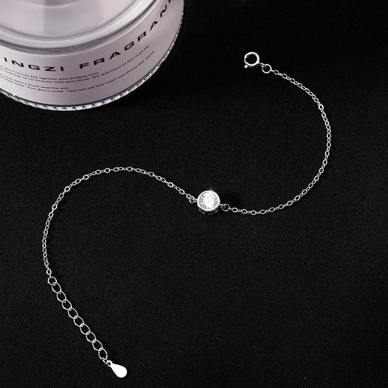 14k Gold Solitaire Moissanite Bezel Bracelet