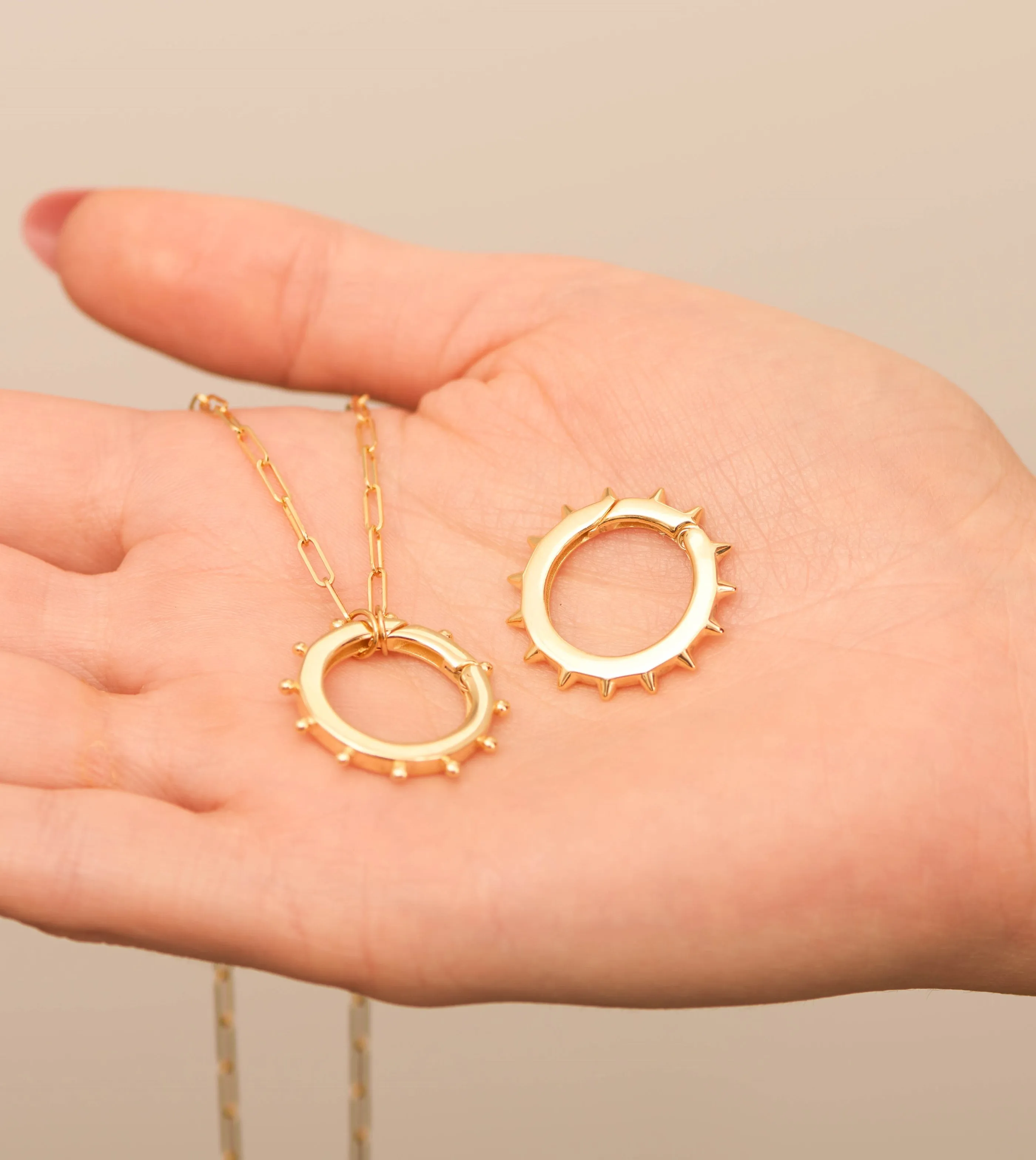 14k Gold Spike Connector Clasp