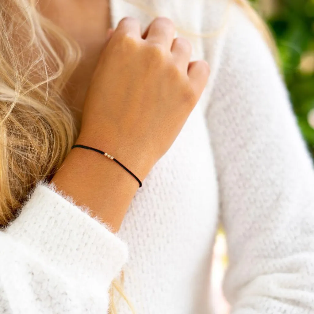 14K Solid Gold Bead Red String Bracelet - Timeless Elegance
