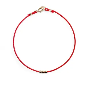 14K Solid Gold Bead Red String Bracelet - Timeless Elegance