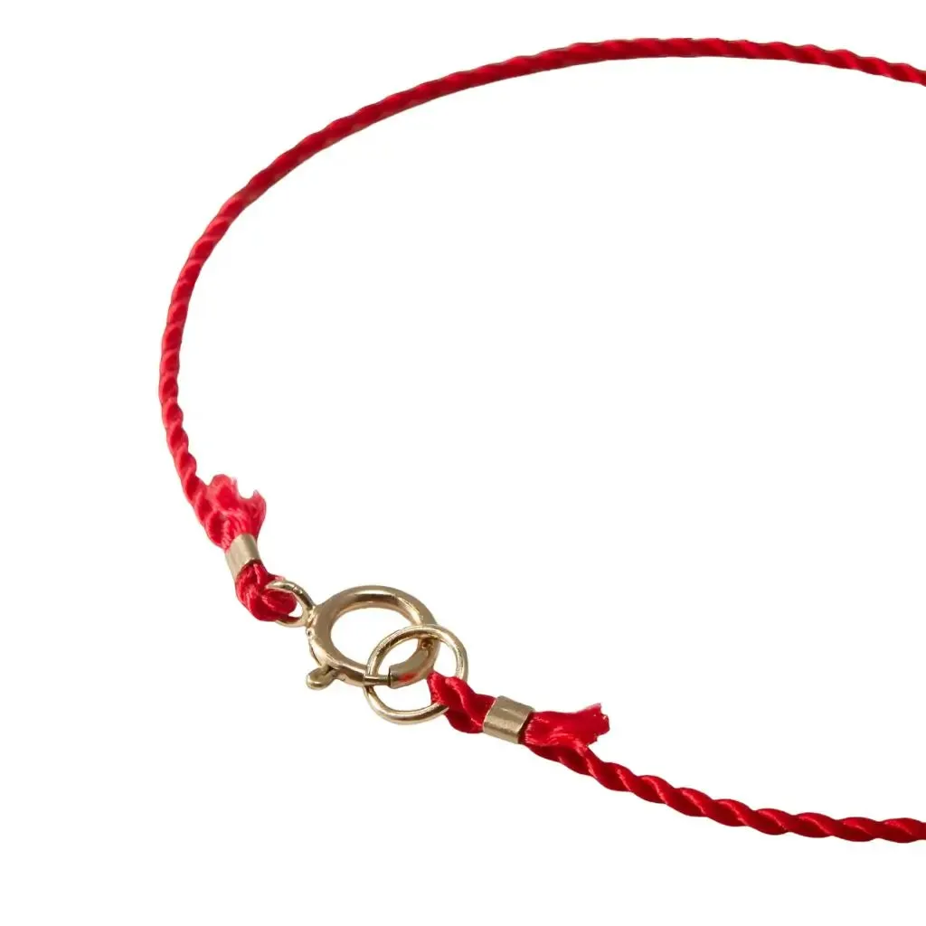 14K Solid Gold Bead Red String Bracelet - Timeless Elegance