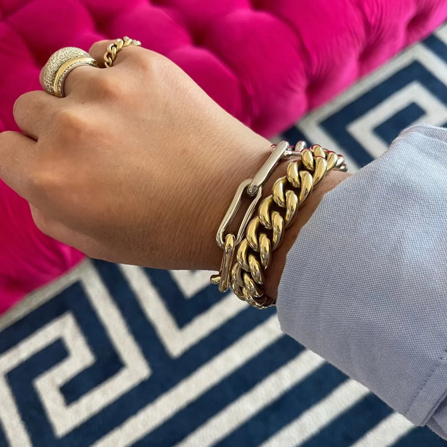 14K Two-Tone Gold Jumbo Roma Link Bracelet
