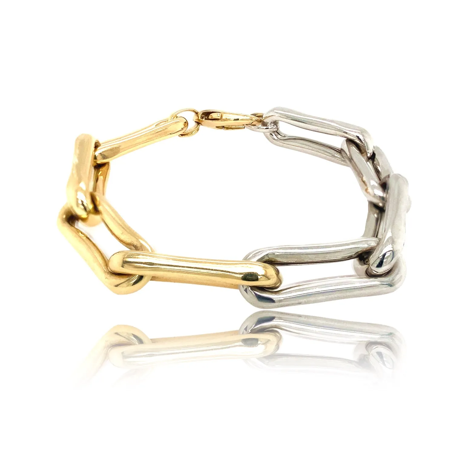 14K Two-Tone Gold Jumbo Roma Link Bracelet