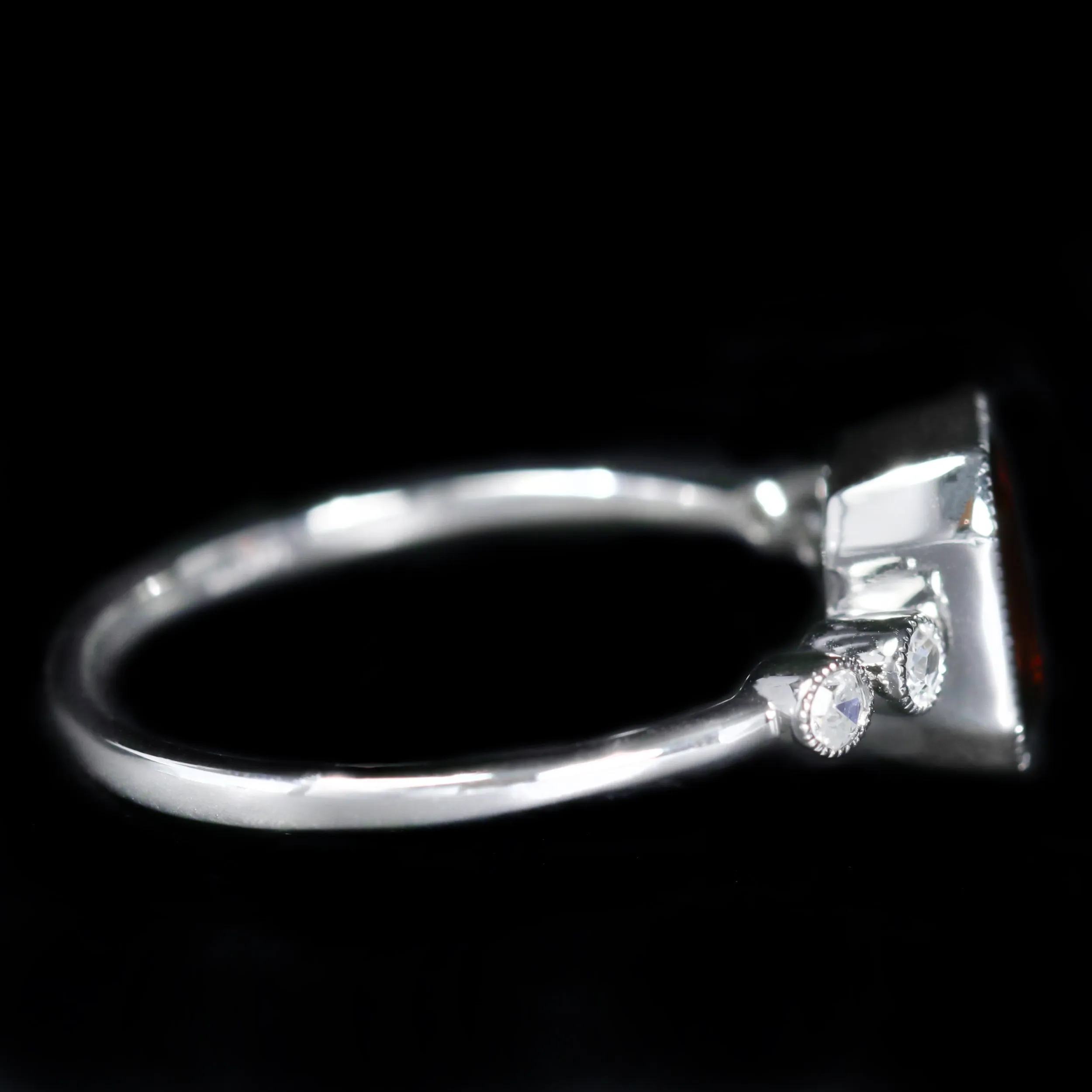 14K White Gold 1.20 Carat Garnet and Diamond Ring