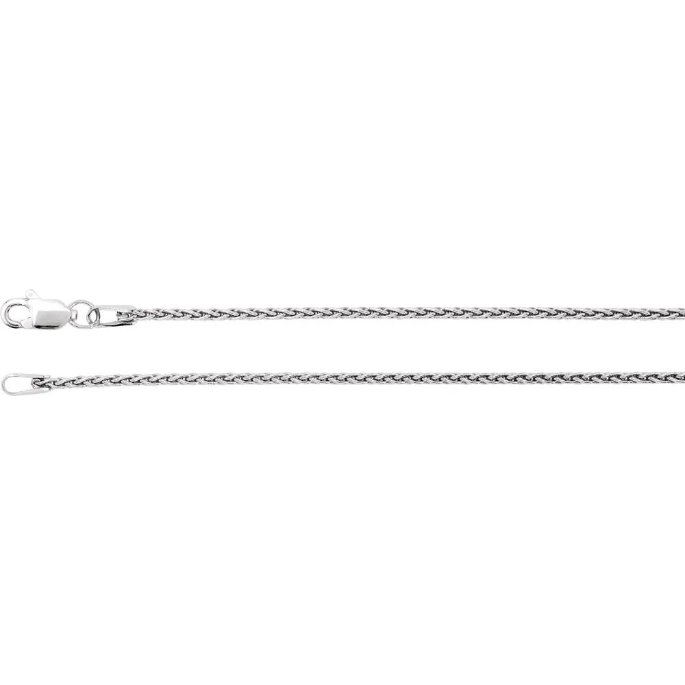 14k White Gold 1.25mm Wheat 7" Chain