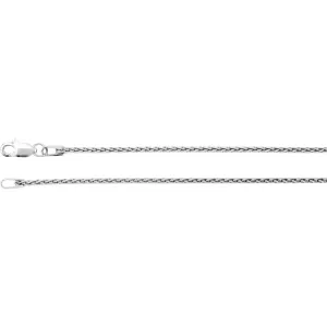 14k White Gold 1.25mm Wheat 7" Chain
