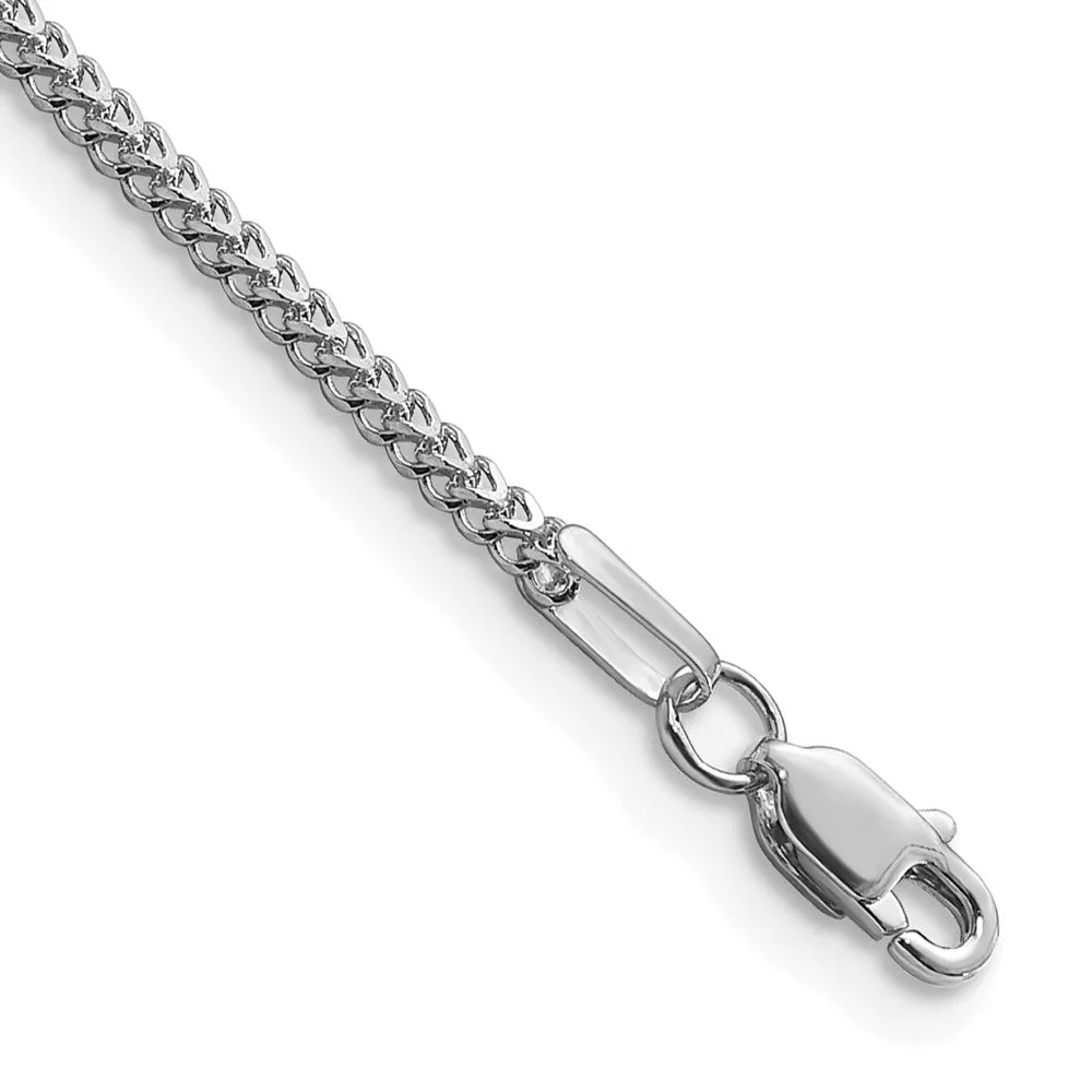 14k White Gold 1.3mm Franco with Lobster Clasp Bracelet